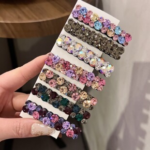 高级感洋气窄边水钻发夹发卡精致侧边碎发掰掰夹子BB刘海夹子发饰