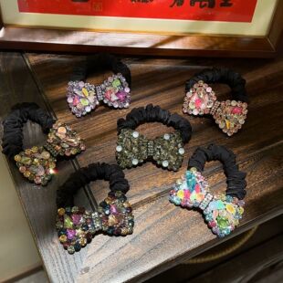 韩国新品2025皮筋水钻气质发绳发圈马尾丸子头饰轻奢蝴蝶结头绳女