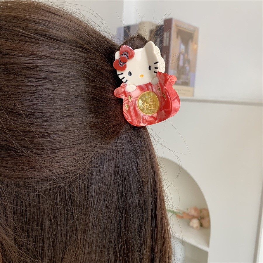 醋酸拼接抓夹KITTY猫咪造型的发卡发饰中小号鲨鱼夹子可爱儿童夹