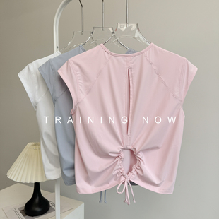 镂空美背运动短袖T恤女夏薄款速干跑步训练健身上衣高颜值瑜伽服