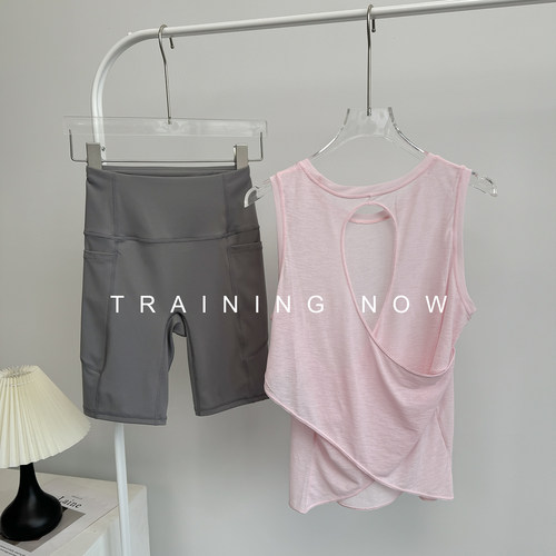 宽松透气运动套装女镂空美背瑜伽