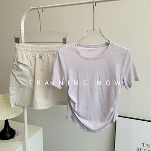 跑步锻炼健身防走光短裙 运动套装 女夏季 网红新款 显瘦瑜伽速干短袖