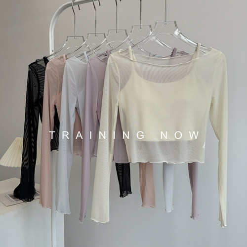 性感网纱瑜伽服女秋时尚好看跑步