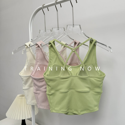 高级感瑜伽背心女带胸垫速干美背防震运动内衣吊带健身文胸可外穿