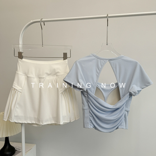 跑步运动套装女夏新款专业健身上衣瑜伽背心速干网球短裙羽毛球服