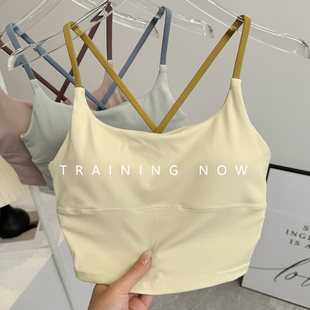 运动内衣女夏季 性感吊带瑜伽服文胸外穿跑步防震专业健身背心 新款