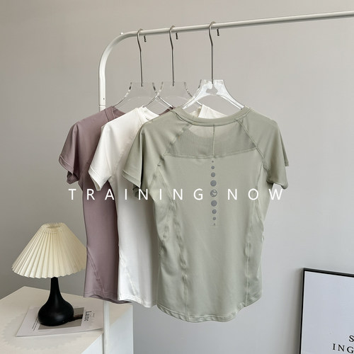 运动T恤短袖女夏季瑜伽服上衣跑步训练健身服透气显瘦时尚速干衣