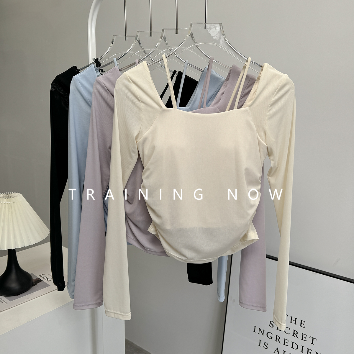 网纱运动长袖女修身显瘦瑜伽健身