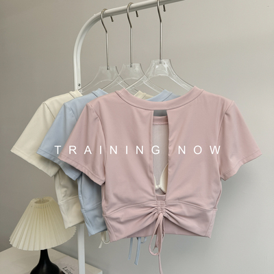 带胸垫运动短袖女夏季普拉提瑜伽