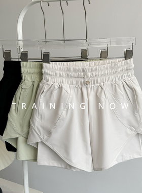 假两件防走光运动短裤女马拉松跑步健身裤宽松休闲普拉提瑜伽裤夏