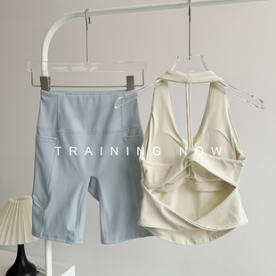 健身服套装女夏季高级感普拉提训练跑步服五分裤专业运动瑜伽背心