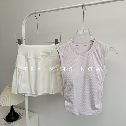健身套装女2025夏季新款速干户外晨跑运动服时尚显瘦瑜伽网球短裙