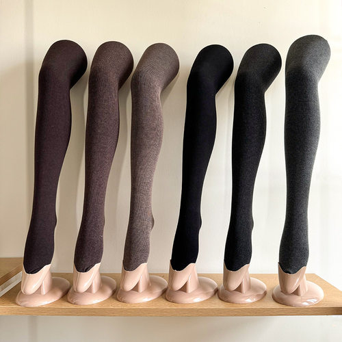 900D羽毛绒秋冬简约基础百搭竖条纹棉质哑光咖啡色连裤袜打底裤子