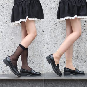 芬那丝春夏薄款罗口女士肤色包芯丝加长款31cm隐形简约黑色短丝袜