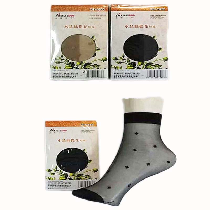 美丽二千提花女夏季水晶丝短丝袜