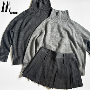 欧美秋冬新款高龄羊绒衫女宽松慵懒风百搭短款套头毛衣针织打底衫
