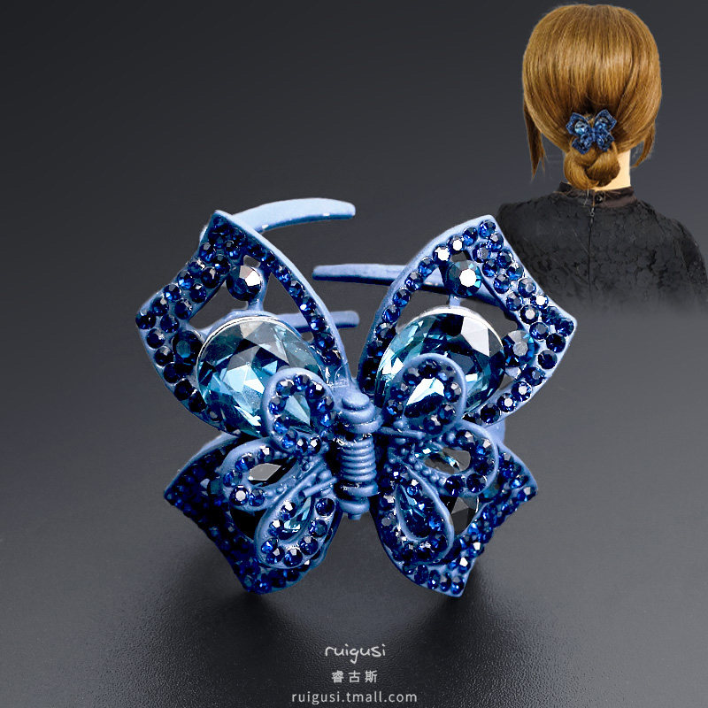 韩系金属女士头发抓夹轻奢风中号夹子头饰发夹水钻发抓顶夹发饰