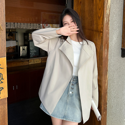 气质休闲立领短款风衣外套女款2025新款女士超好看薄款小个子英伦