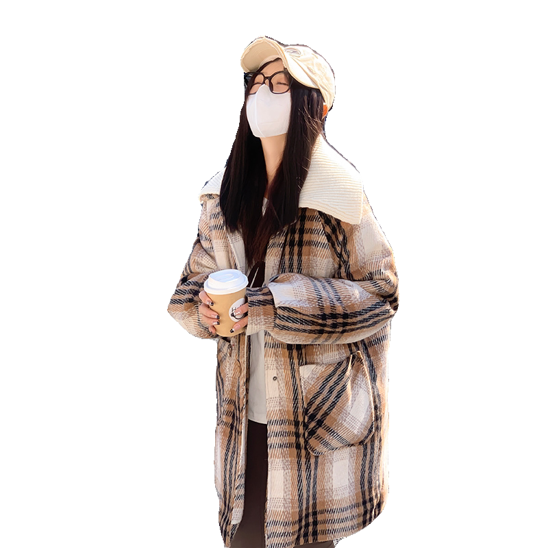 中长款韩版毛呢外套女