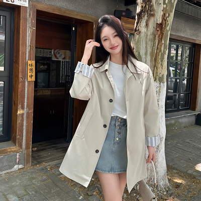 气质休闲风衣2025新款女士大衣春秋季薄款中长款外套女小个子大衣