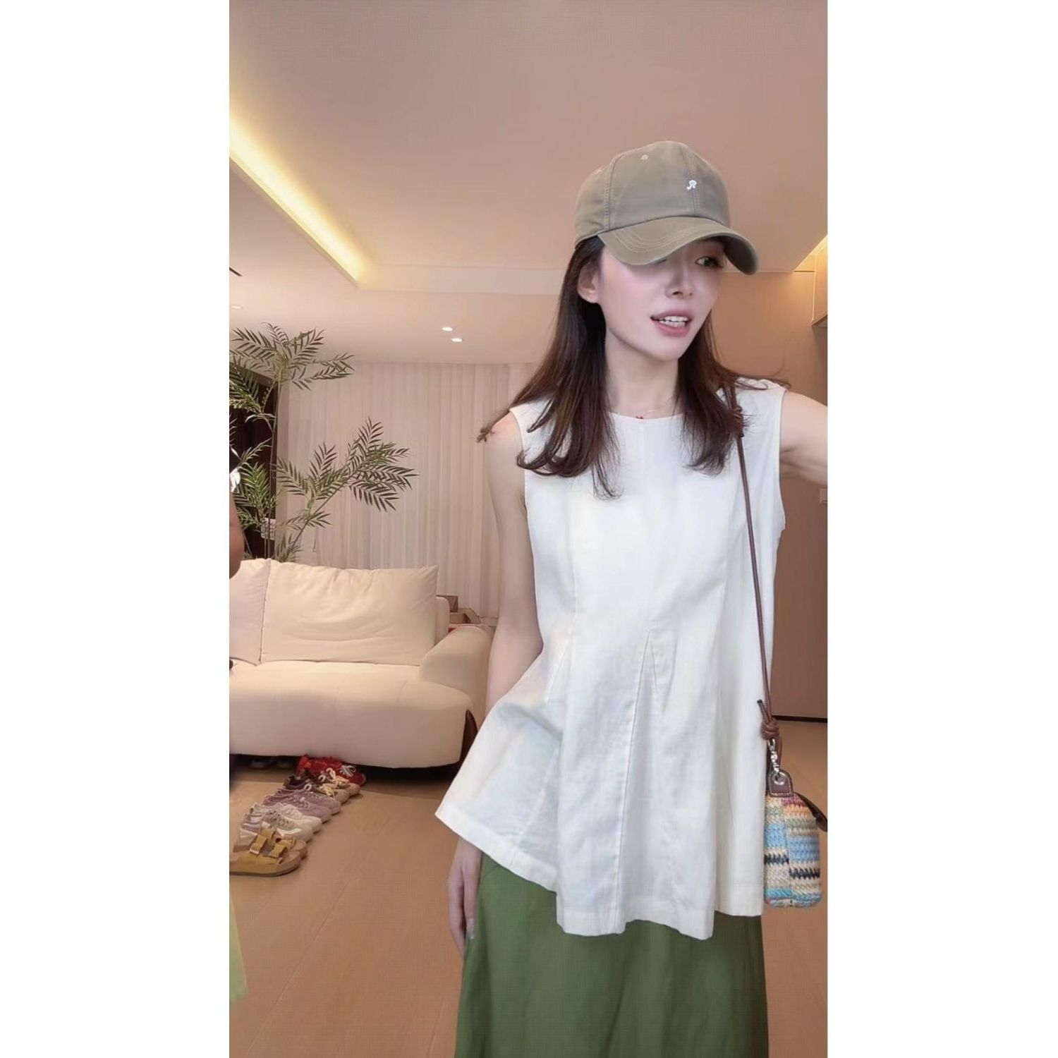 亚麻高端欧货夏季宽松遮肉T恤