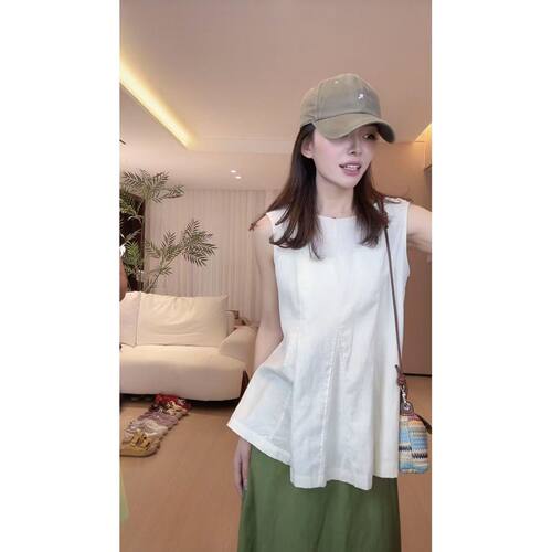 亚麻高端欧货夏季宽松遮肉T恤