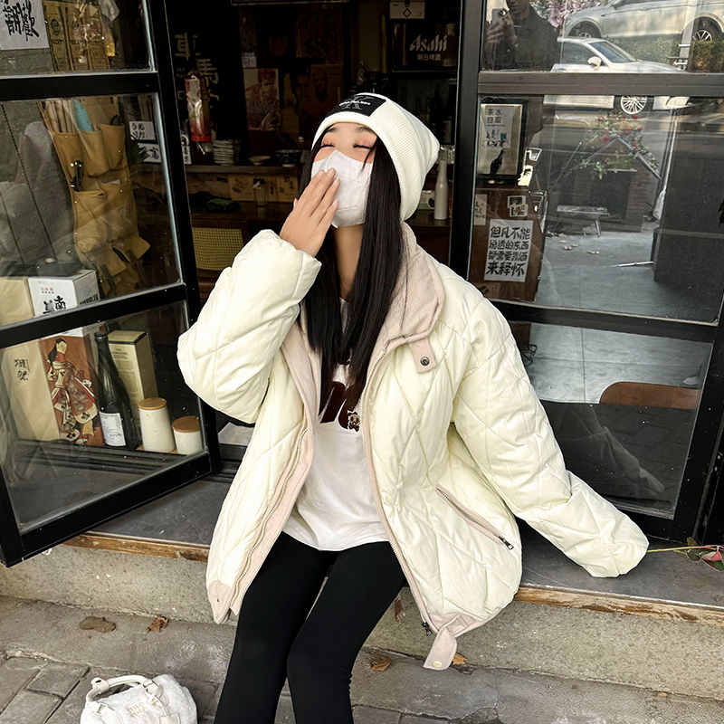 菱格短款羽绒棉衣棉服女2023年新款潮早春秋冬季外套夹棉厚棉袄子