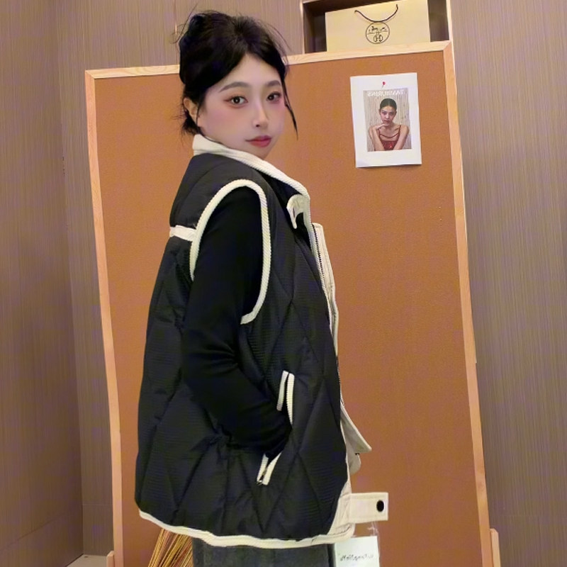 秋冬韩版立领厚棉马甲女宽松