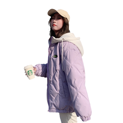 和锋金羽短款韩系菱格棉服