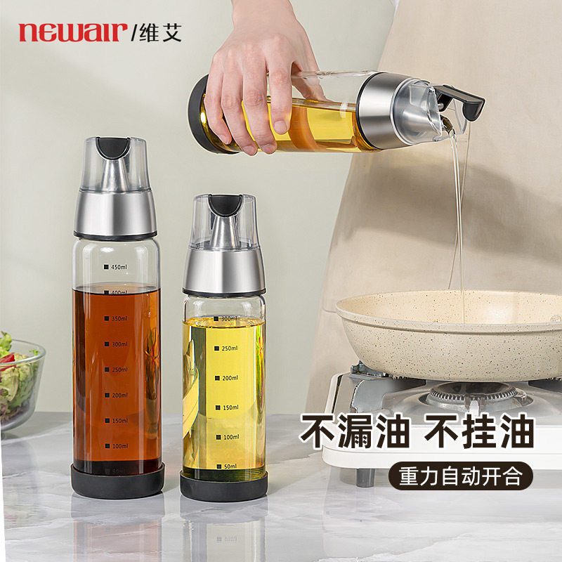 厨房玻璃油壶高硼硅自动开合图片