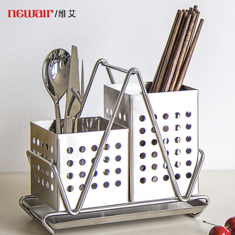 筷子筒 304不锈钢壁挂式沥水置物架家用筷笼厨房勺子收纳盒筷子桶