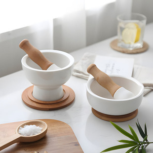 家用手动捣蒜器优质陶瓷宝宝辅食研磨碗蒜泥香料碾碎工具压蒜臼子