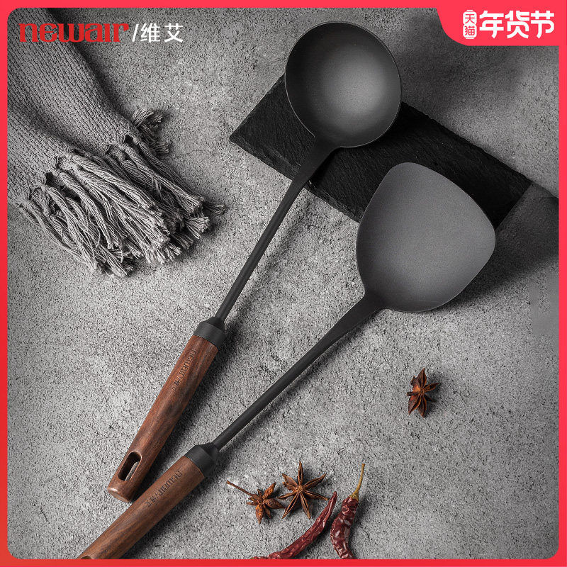 铸铁锅铲家用炒菜铲子厨具不锈钢木柄炒勺炒菜勺子铲套装长柄汤勺,厨房/烹饪用具,锅铲,淘宝优惠券,粉丝福利购,淘宝优惠卷