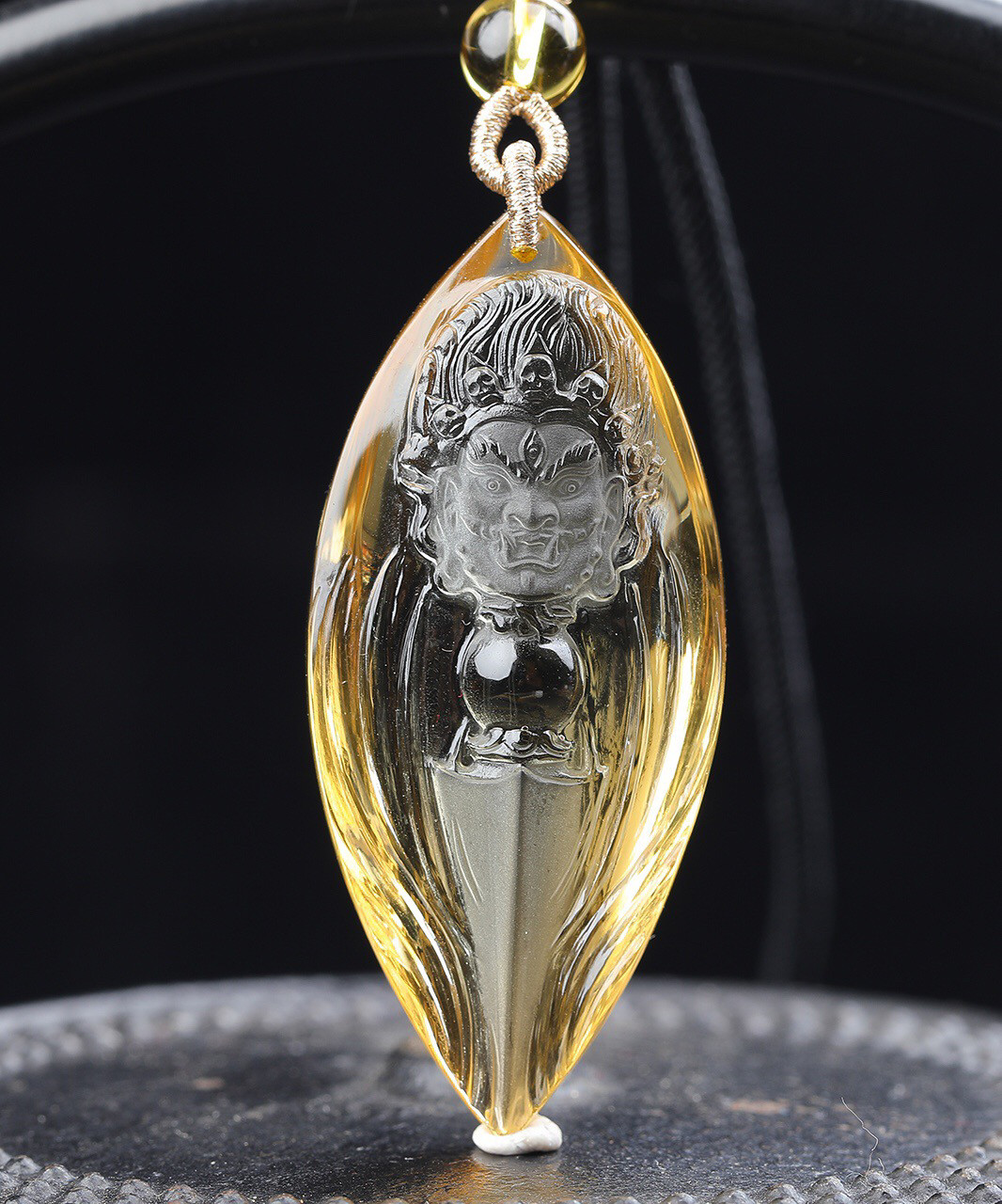 天然黄水晶财神金刚杵吊坠修慧修福清净内心转转运运招招招