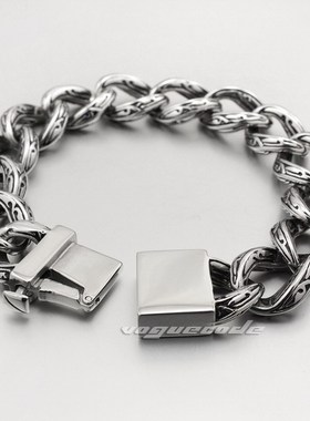 时尚男款316L不锈钢手链 COOL朋克风潮骑士部落纹钛钢手链男