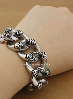 重型复古时尚男款手链骷髅钛钢