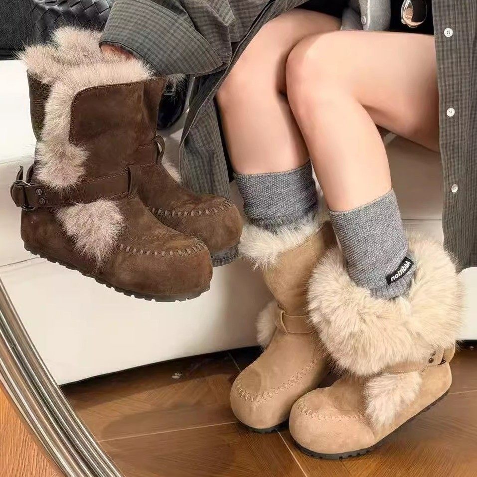 羊毛版~雪地靴女款加绒加厚保暖东北大棉鞋内增高勃肯毛毛短靴子,女鞋,时尚雪地靴,淘宝优惠券,粉丝福利购,淘宝优惠卷