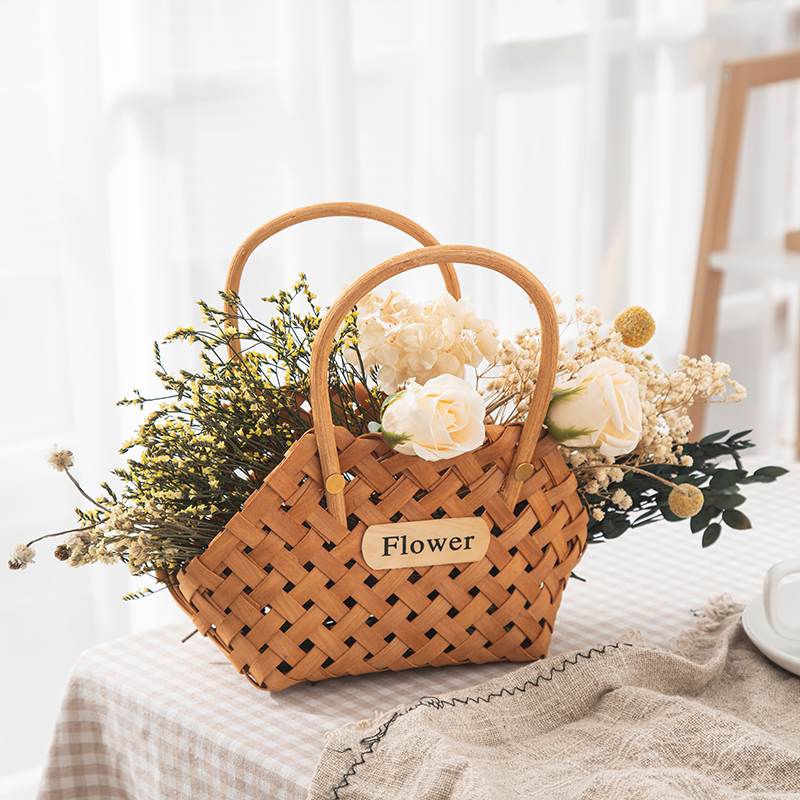 北欧简约编织花篮摆件假花仿真花家居客厅餐厅桌面装饰品结婚礼物