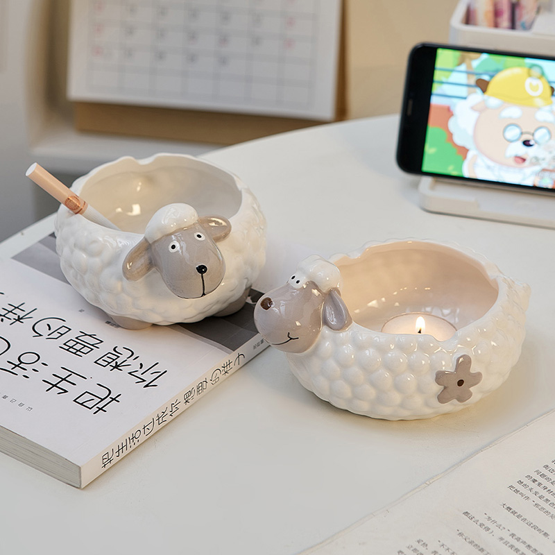 可爱烟灰缸家用客厅高级感小众轻奢烟缸创意卡通式高端大气上档次