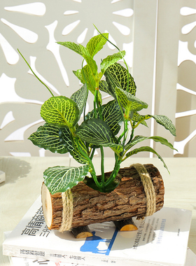 假花创意小摆件木盆仿真绿植室内盆栽家居装饰品仿真花办公室桌面
