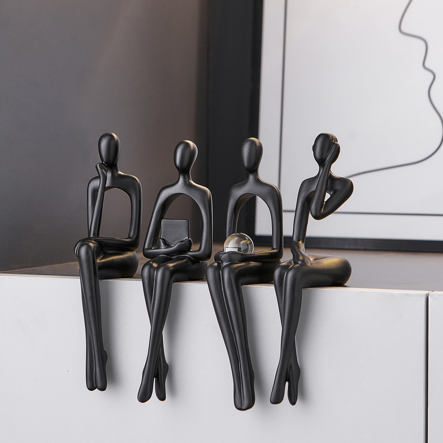 现代简约抽象人物摆件高级感小众