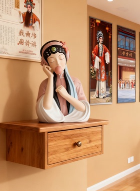 复古戏曲人物陶瓷装饰摆件
