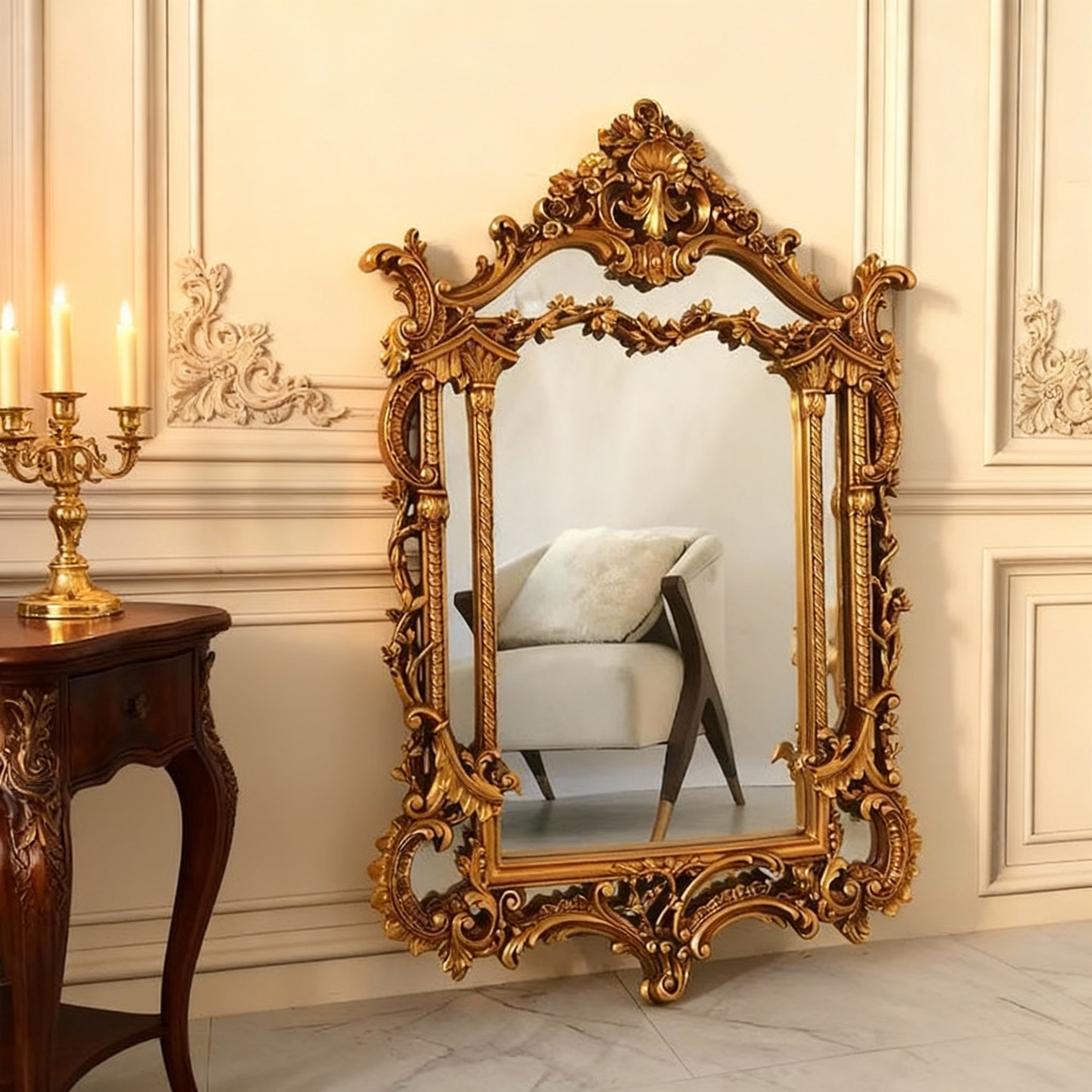 设计师款法式复古落地巴洛克雕花