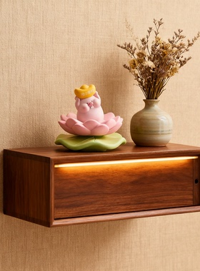 复古木质壁挂LED灯收纳盒摆件