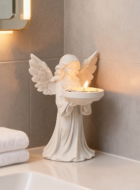 希腊风天使陶瓷氛围灯烛台摆件