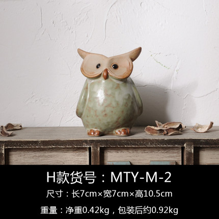 美式乡村复古创意陶瓷猫头鹰桌面隔板装饰摆件家居饰品客厅工艺品