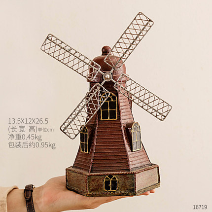 创意欧式风车储蓄罐桌面装饰品摆件家居儿童房间电视柜工艺小摆设