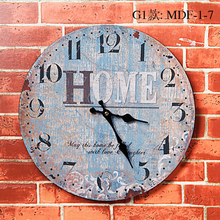 美式复古怀旧挂钟客厅餐厅墙上小挂件创意田园乡村钟表装饰品壁饰