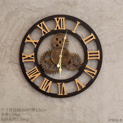创意复古工业风齿轮挂钟小挂件个性loft壁挂服装店餐厅墙面装饰品