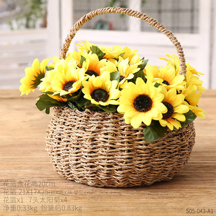 创意篮子干花插花藤编草编花篮家居客厅室内装饰品竹编花盆小摆件